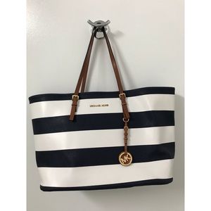 Michael Kors Medium Jet Set Striped Travel Tote